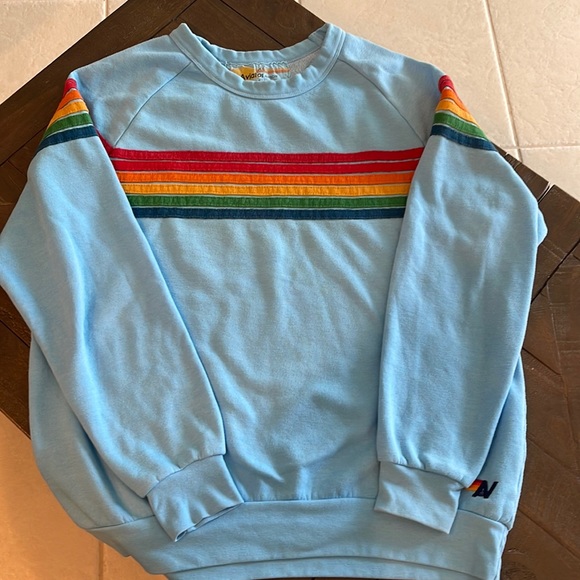 Aviator Nation Tops - Aviator Nation 5 Stripe Crew XL Ocean